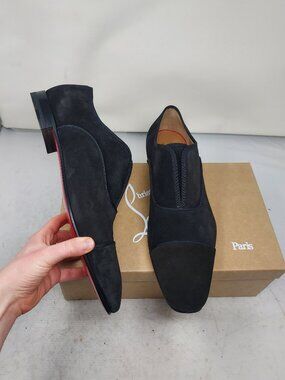 Christian Louboutin MENS Black Alpha Male Suede Oxford Shoe